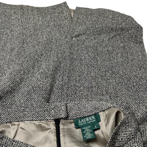 VTG LAUREN RALPH LAUREN Pencil Skirt 8 Classic Herringbone Career Tweed SILK - Picture 3 of 8